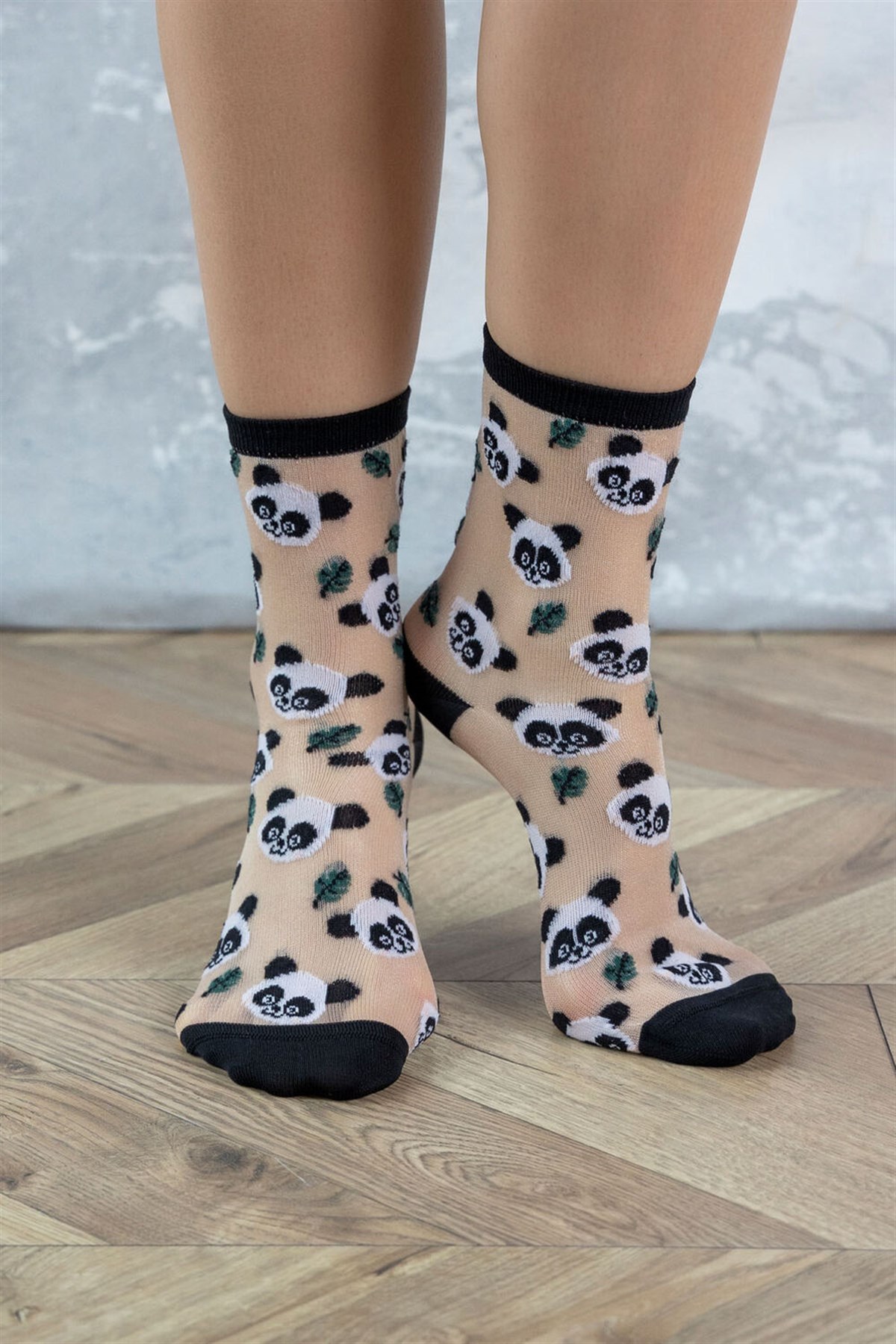 Katia and Bony Panda Desenli Kadın Soket Çorap NUDE. 1