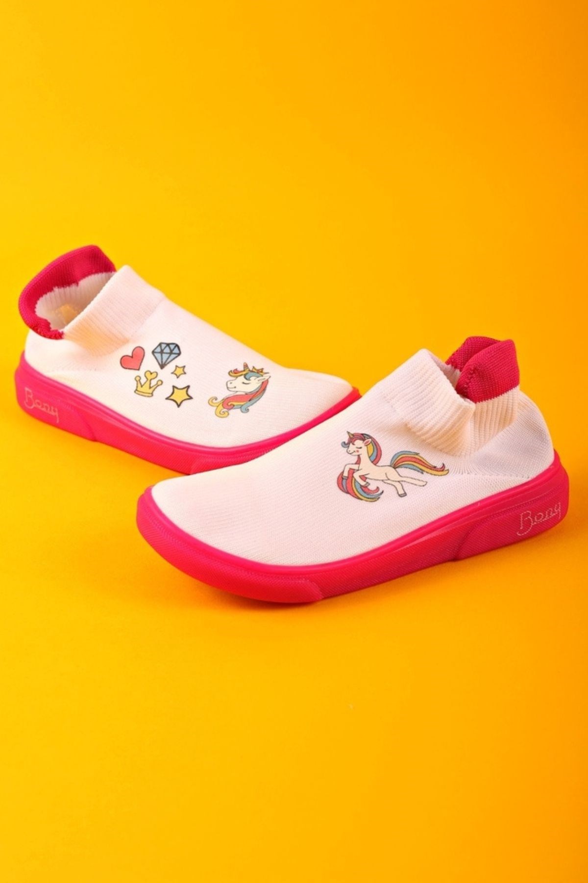 Pinky Unicorn Çorap Ayakkabı Beyaz