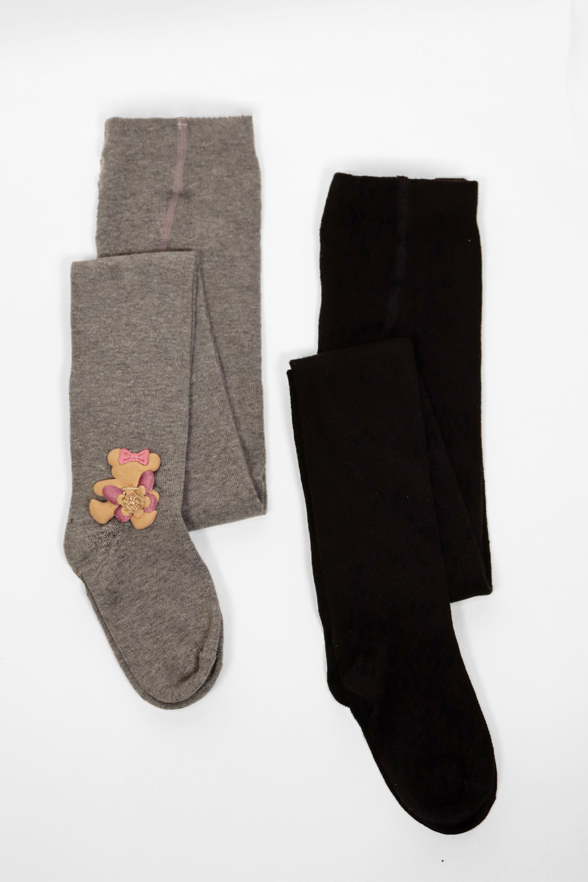 2li Paket Fancy Kız Çocuk Külotlu Çorap Gri / Siyah