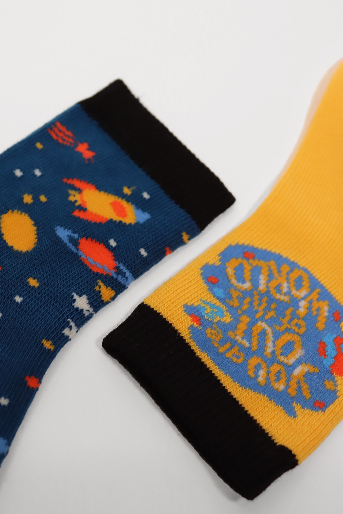 2li Paket Gezegen Desenli Bebek Soket Çorap