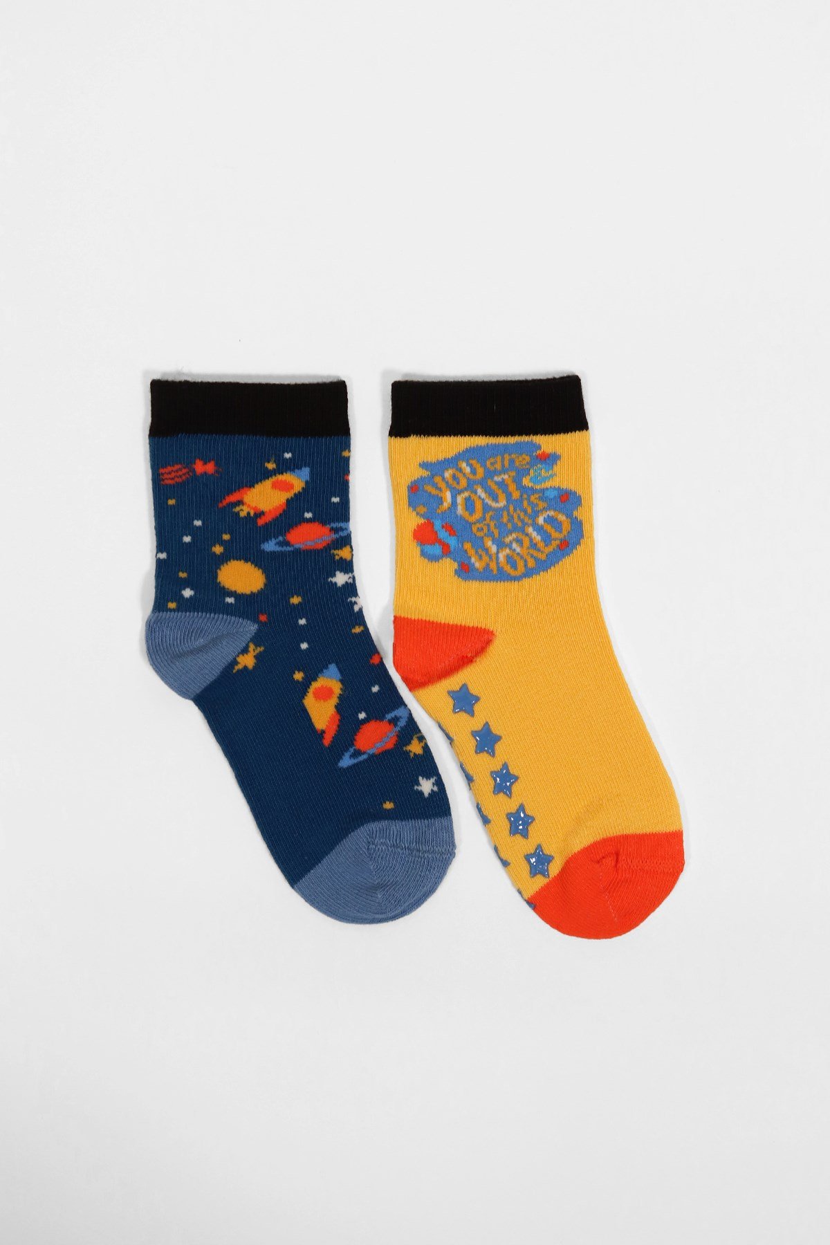 2li Paket Gezegen Desenli Bebek Soket Çorap