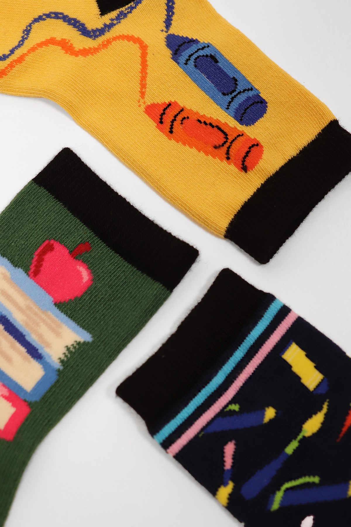 3lü Paket Back To School Çocuk Soket Çorap Desenli