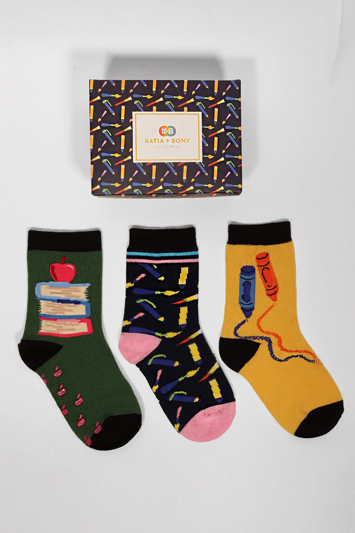 3lü Paket Back To School Çocuk Soket Çorap Desenli