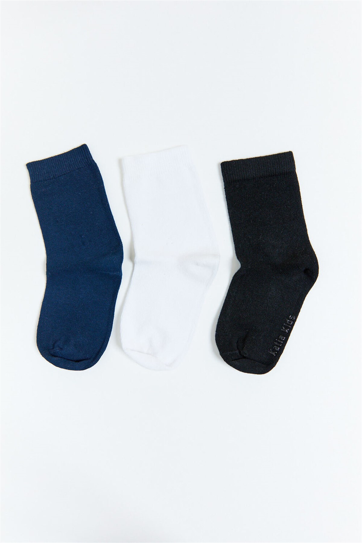 3'Lü Paket Family Soket Çocuk Çorap-Beyaz/Lacivert/Siyah