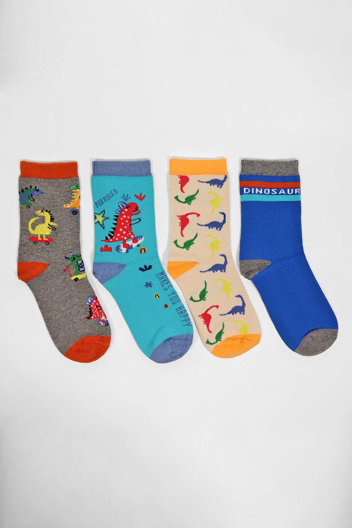 4lü Paket Dino Erkek Çocuk Soket Çorap Desenli