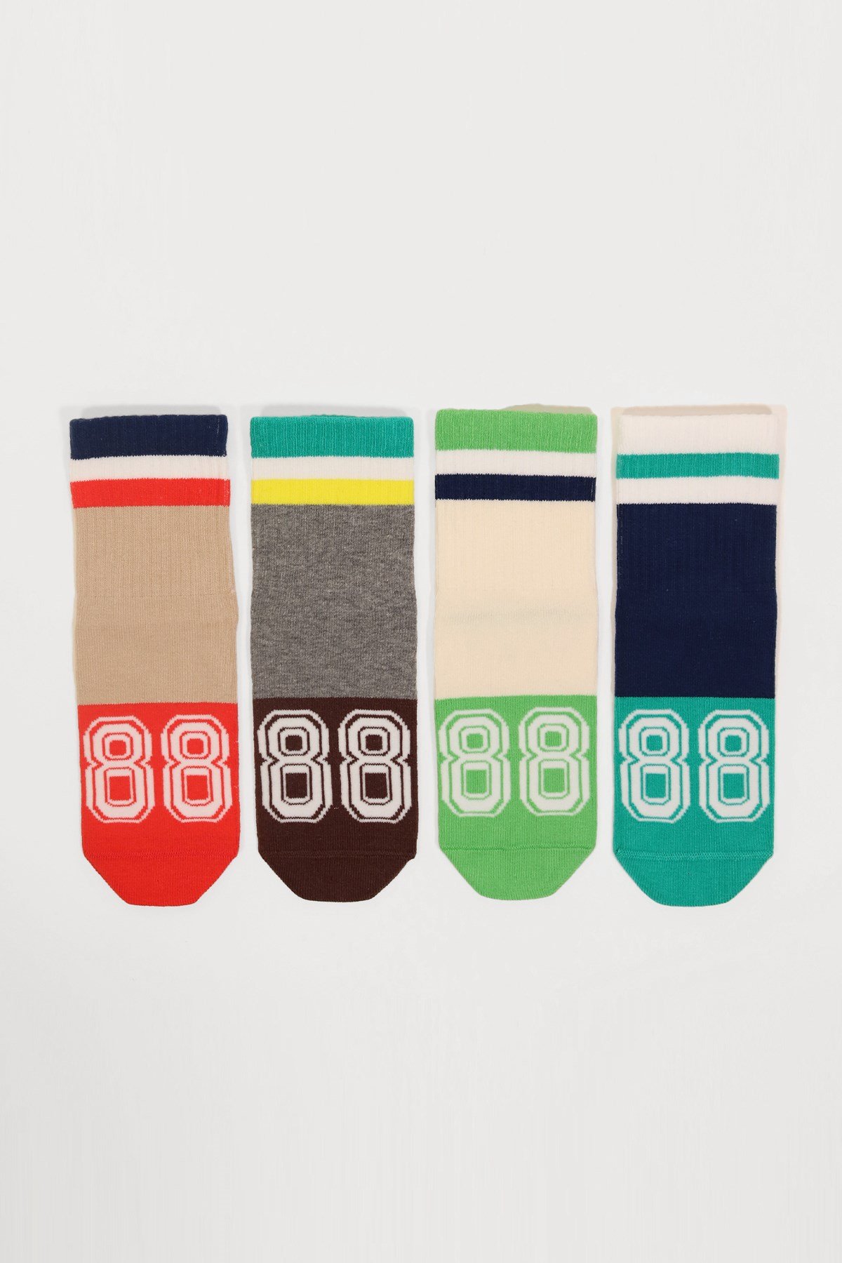 4lü Paket Numbers Çocuk Soket Çorap Desenli