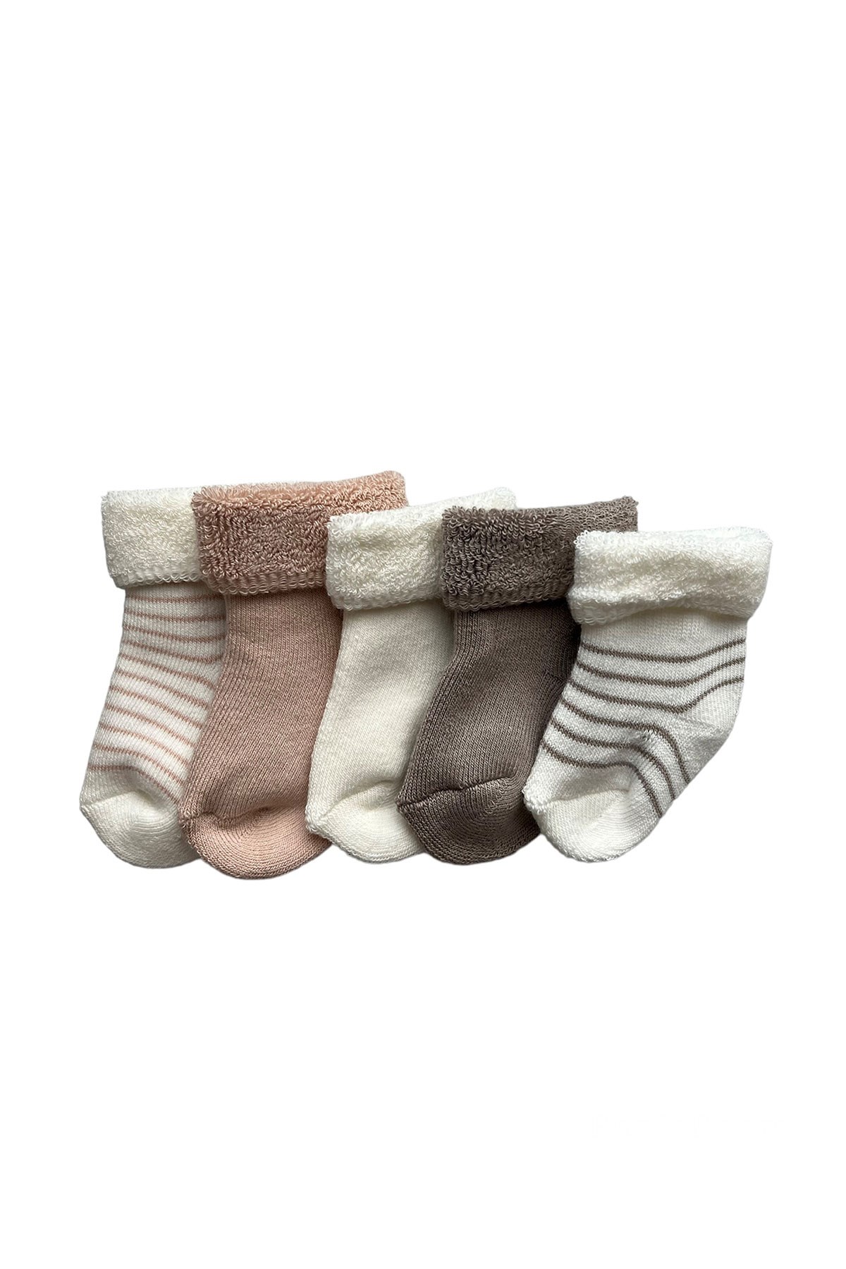 5'li Paket Havlu Bebek Çorap Desenli