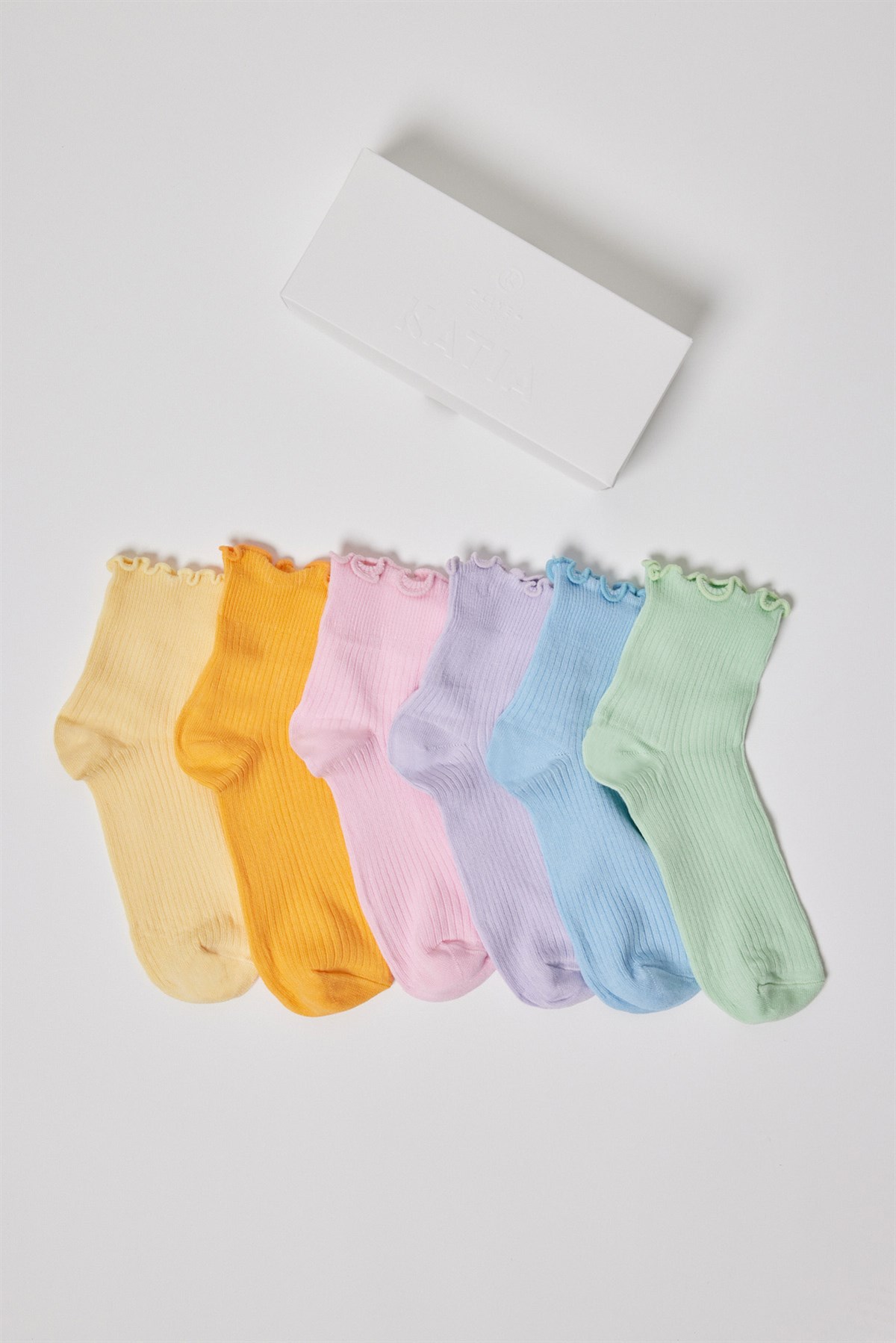 6li Paket Kadın Soket Çorap Desenli