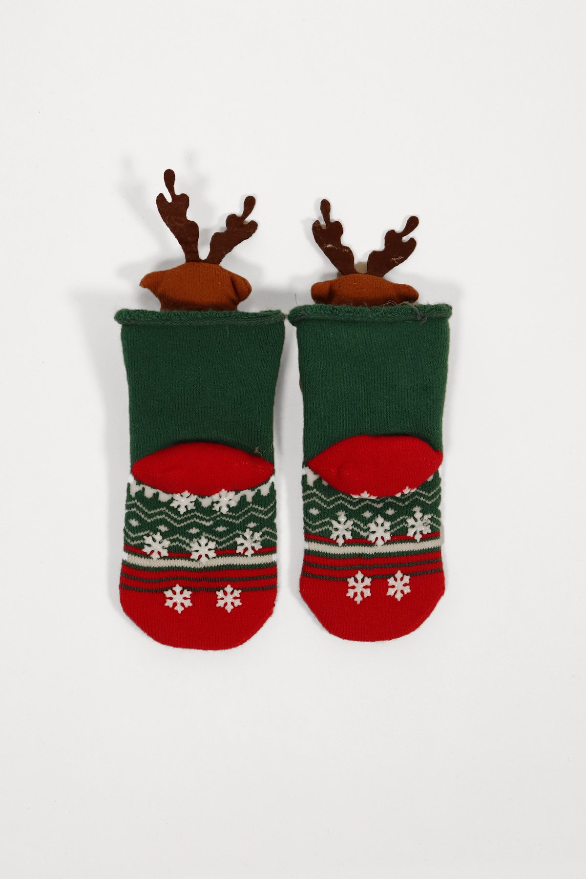 Christmas Deer Bebek Soket Çorap Yeşil