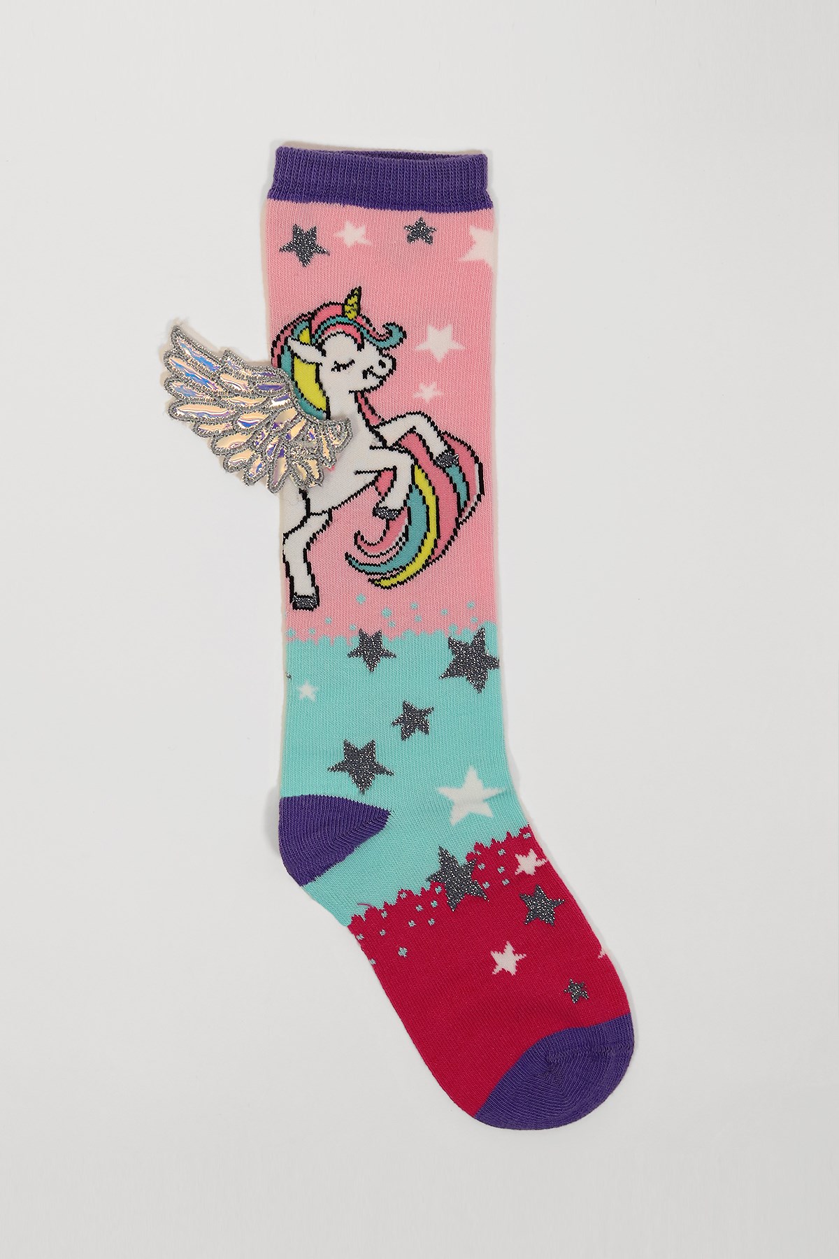 Flying Unicorn Kız Çocuk Dizaltı Çorap Desenli