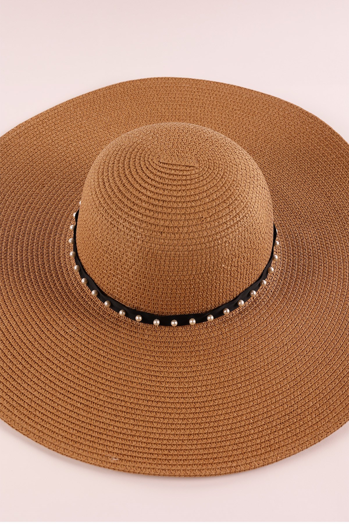 Geniş Siperli İnci Kadın Şapka VISONE
