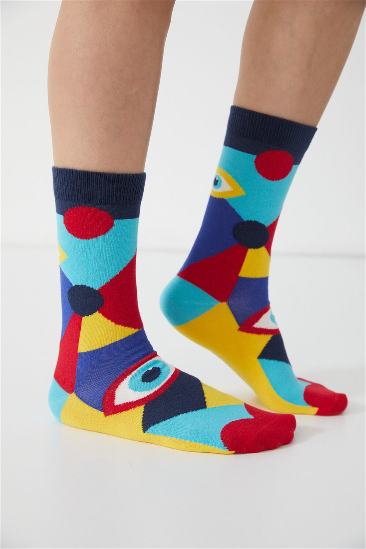 Geometrıc Unisex Soket Çorap-Desenli