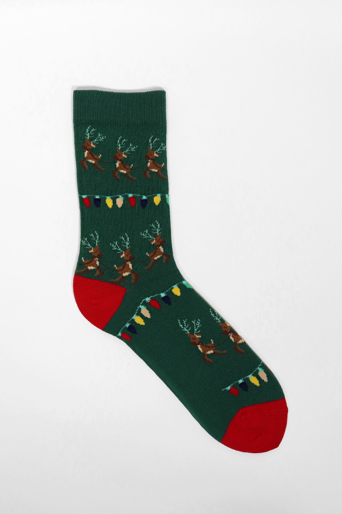 Happy Deer Unisex Soket Çorap Yeşil