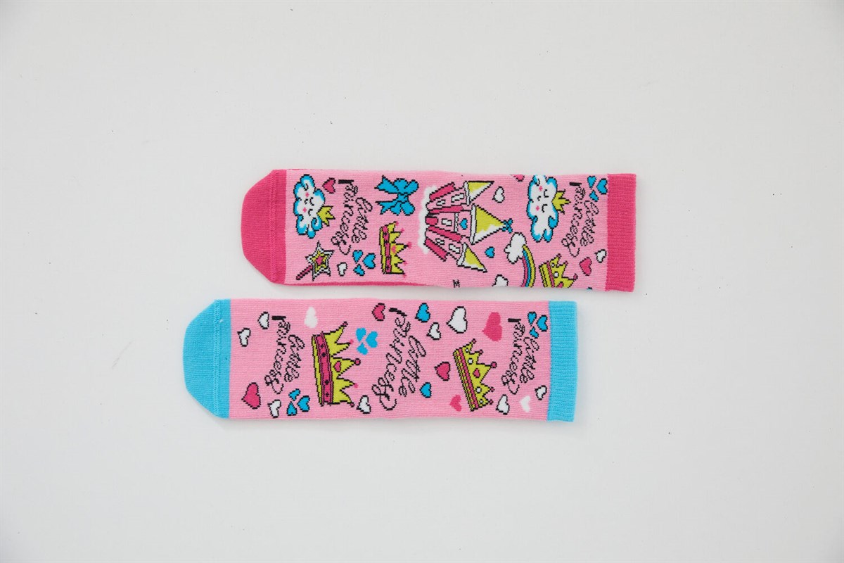 Pink Princess 2'Li Paket Kız Çocuk Soket Çorap-Pembe