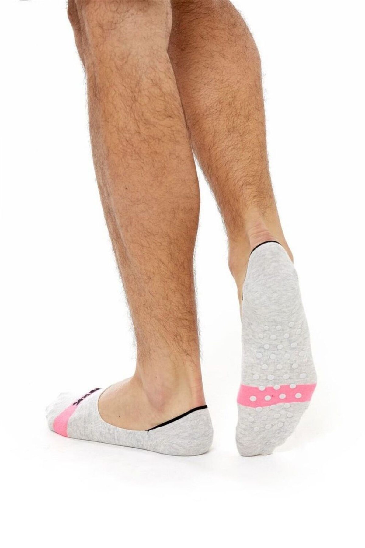 Slogan Erkek Görünmez Çorap Gri