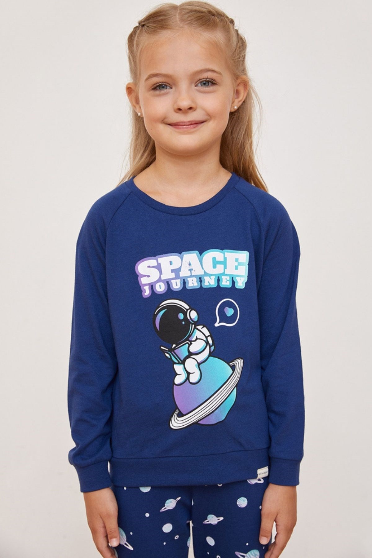 Space Kız Çocuk Pijama Takımı-Lacivert