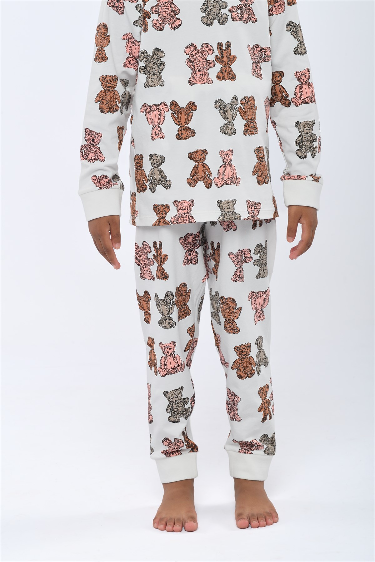 Teddy Çocuk Pijama Takımı Ekru
