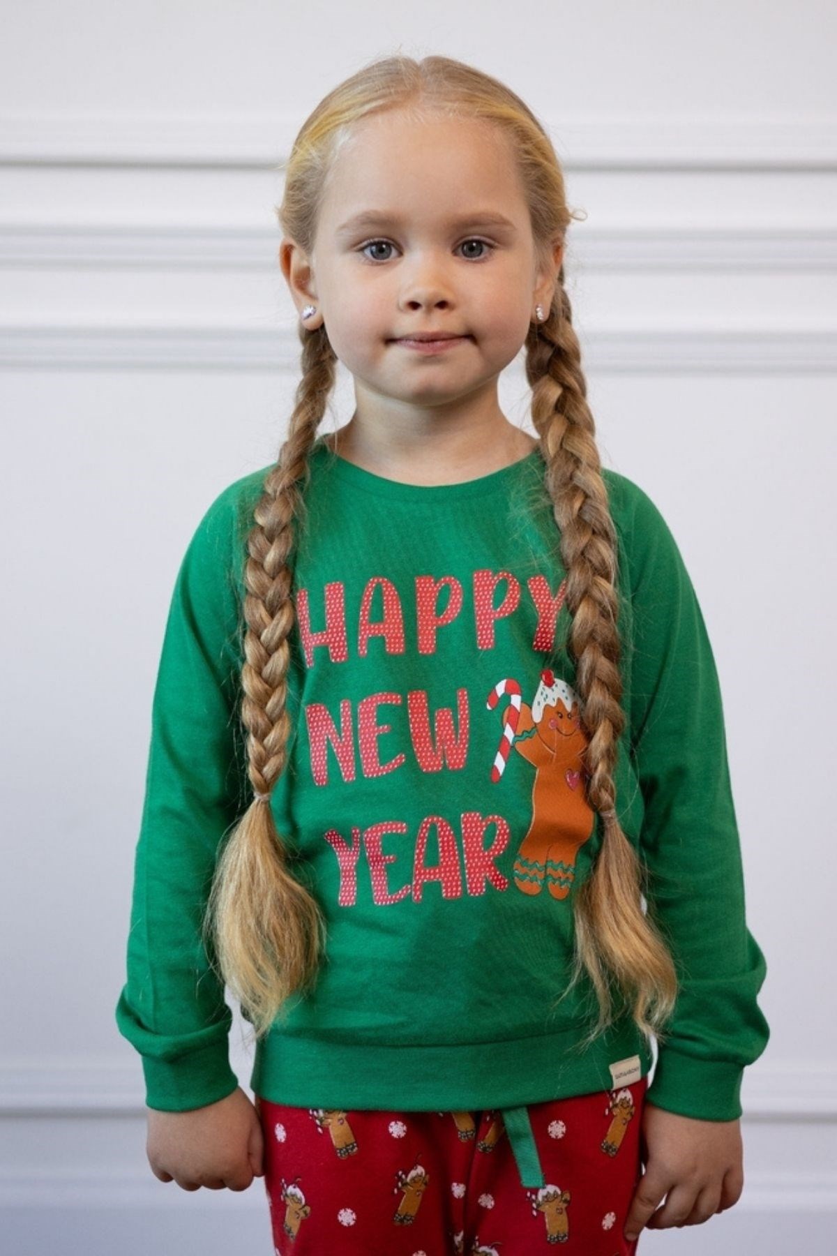 Yeniyıl Ginger Kız Çocuk Pijama Takımı-Yeşil